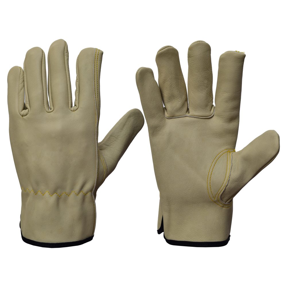 FULL COW GRAIN BEIGE LEATHER DRIVER GLOVES