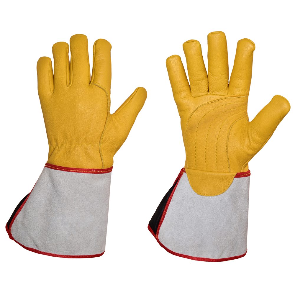 PREMIUM COW/SHEEP YELLOW LEATHER LINES MAN GLOVES